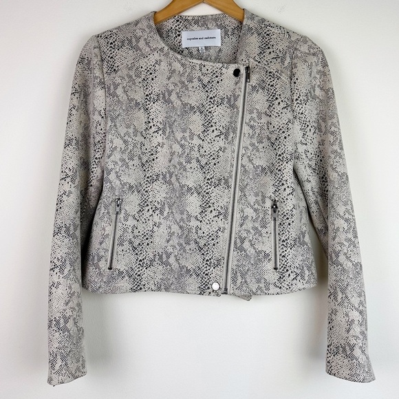 Cupcakes and Cashmere Snake Print Faux Suede Moto Jacket - Picture 3 of 11